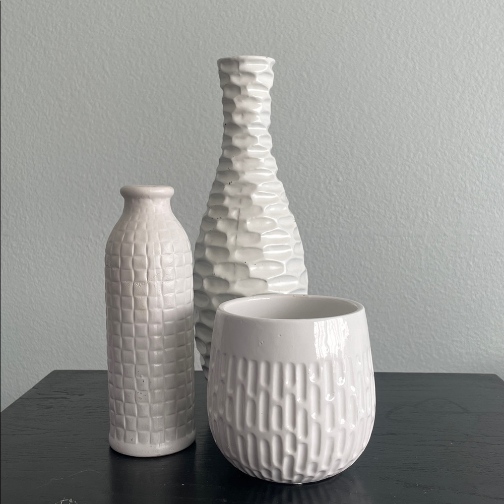 Shabby Chic Elegant White Vase bundle